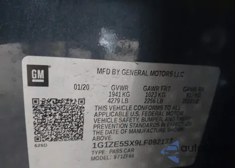 2020 Chevrolet Malibu Fwd Premier from USA, damaged, VIN 1G1ZE5SX9LF092137